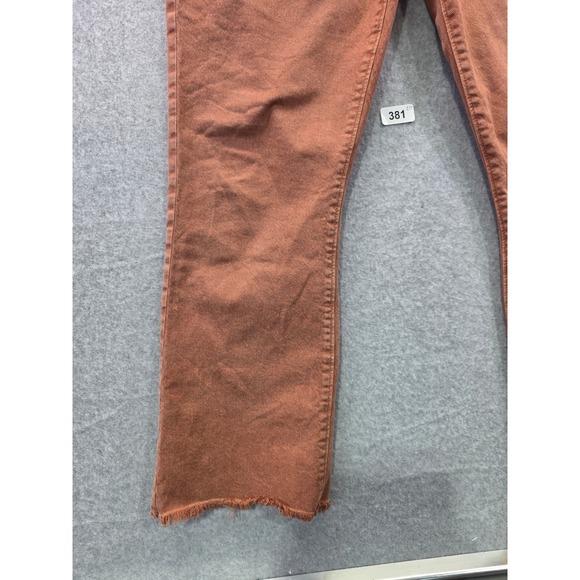 LOFT Kick Crop Jeans Terracotta Brown High Rise Raw Hem Flare Pants Womens 30/10 - Picture 3 of 16